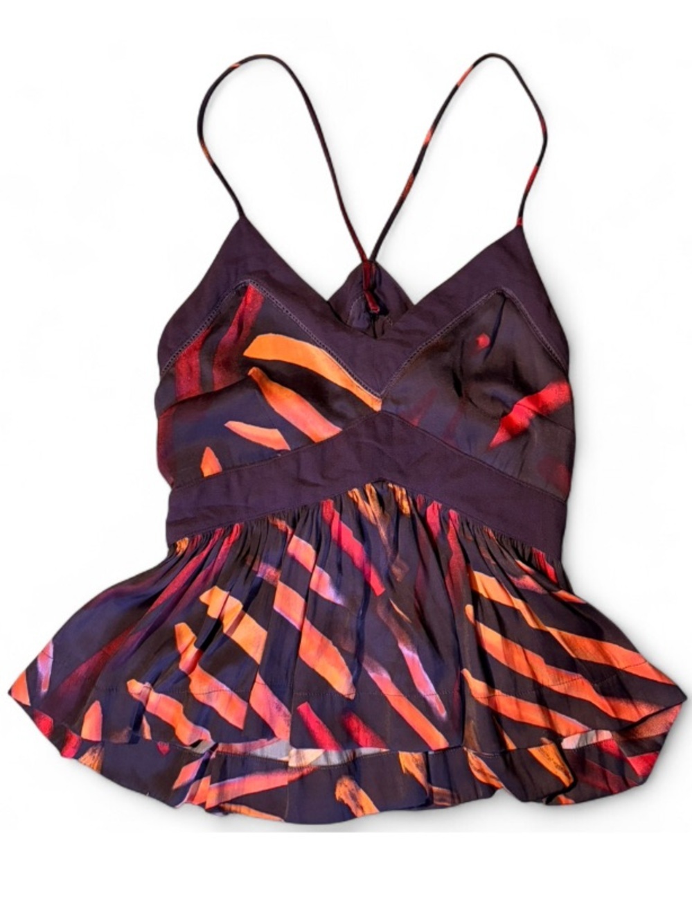 Free People Intimately Printed Flowy Babydoll Tank Cami Size 2 - Picture 2 of 4